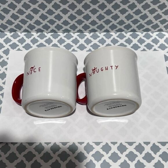 NOVOGRATZ Naughty & Nice White Ceramic Red Polka Dots Mugs 16 0z - Picture 4 of 5